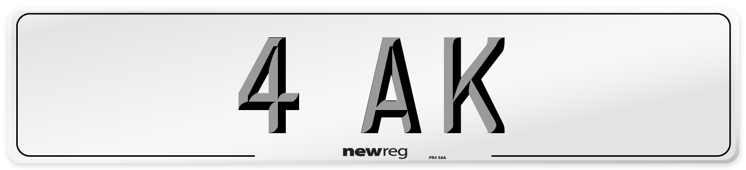 4 AK Number Plate from New Reg